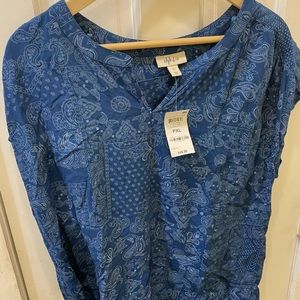 Style & Co Blue Paisley Top - Size PXL